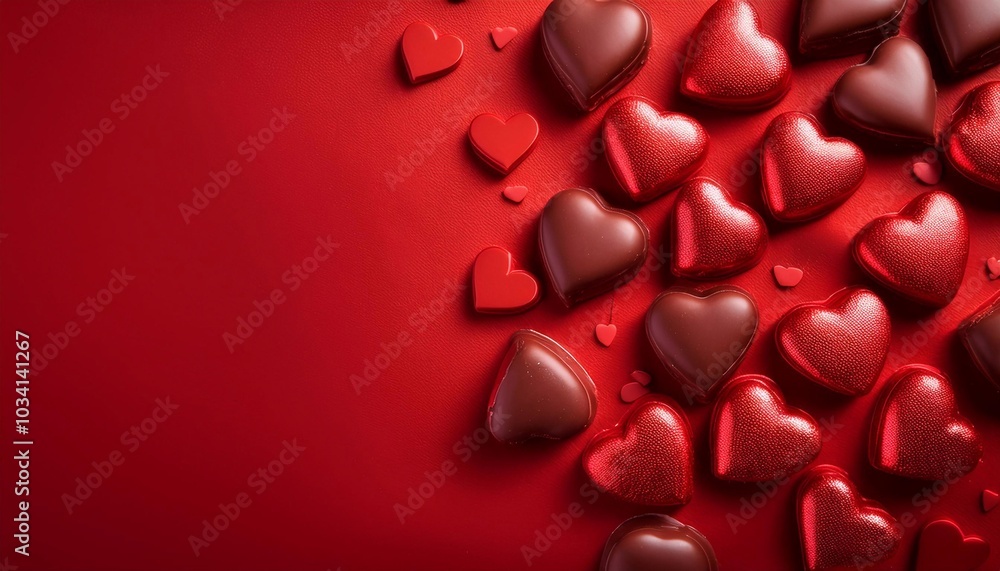 hearts scattered on red background - valentines day concept with space for text hearts scattered on red background - valentines day concept with space for text