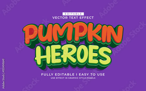 3d editable pumpkin heroes text effect graphic style template