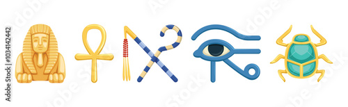 Egypt Symbols and Ancient Egyptian Object Vector Set
