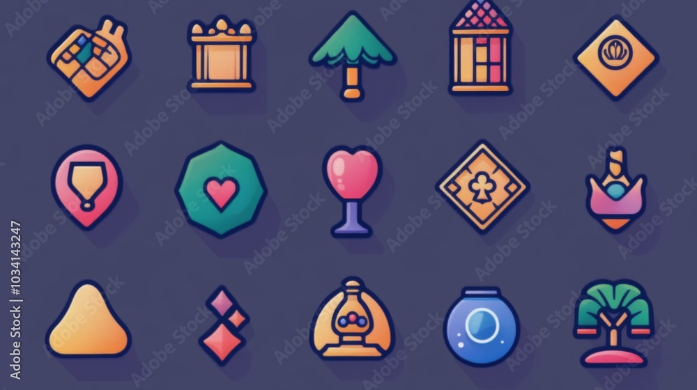 Fairy tale casino app icons with pastel colors and magical effects Fairy tale casino app icons with pastel colors and magical effects