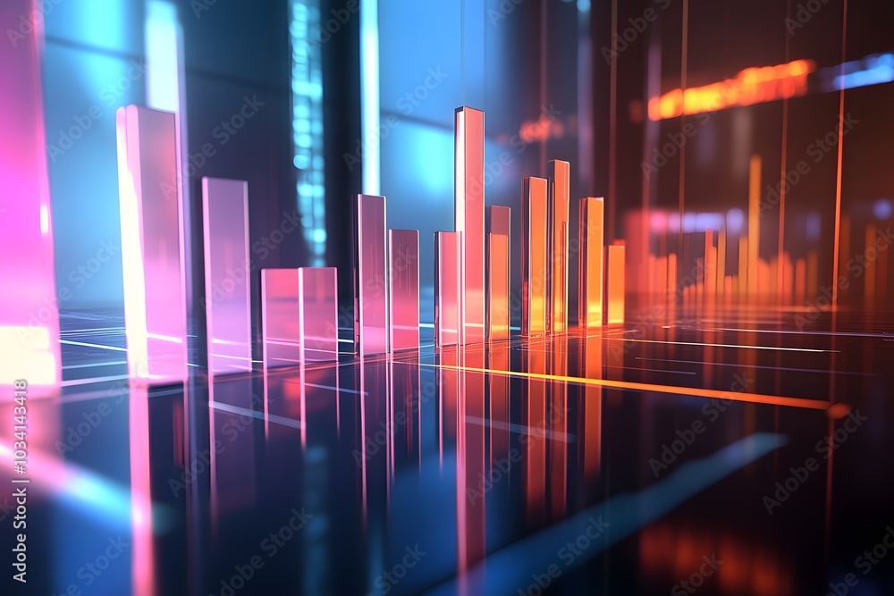 Abstract Cityscape with Glowing Glass Towers and Neon Lights Abstract Cityscape with Glowing Glass Towers and Neon Lights