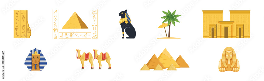 Fototapeta premium Egypt Symbols and Ancient Egyptian Object Vector Set