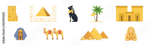 Egypt Symbols and Ancient Egyptian Object Vector Set