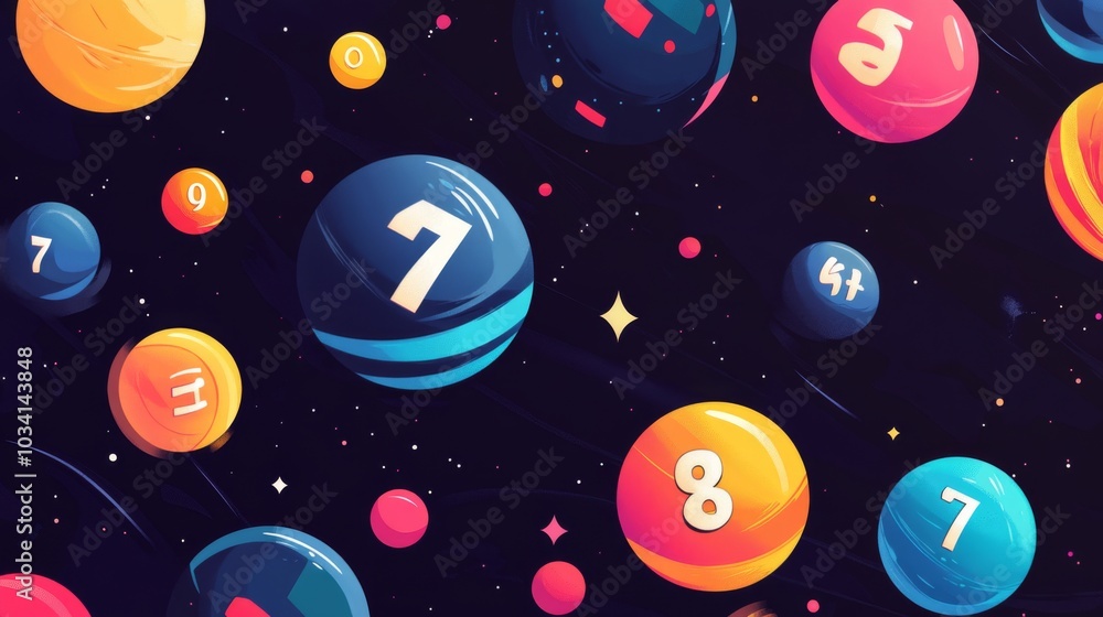 Intergalactic lottery tickets with clean geometric designs and vibrant colors Intergalactic lottery tickets with clean geometric designs and vibrant colors