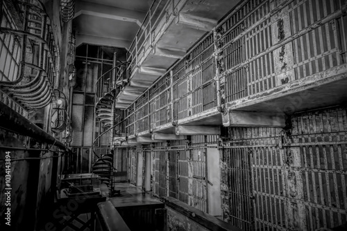 Foto A historic cell block of Alcatraz, the infamous prison located on an island in San Francisco Bay