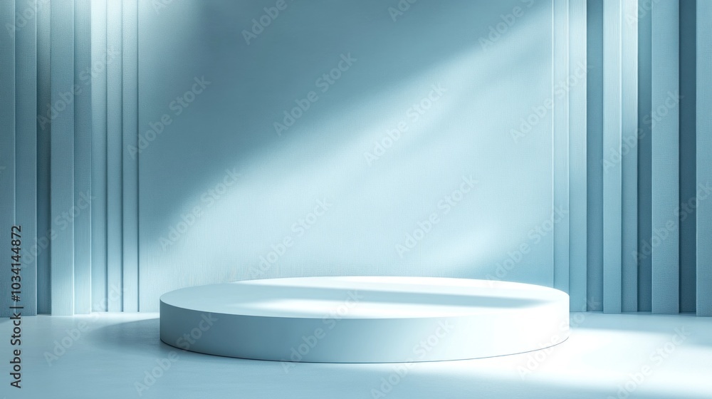 Minimalist Blue Background with Circular Platform Minimalist Blue Background with Circular Platform