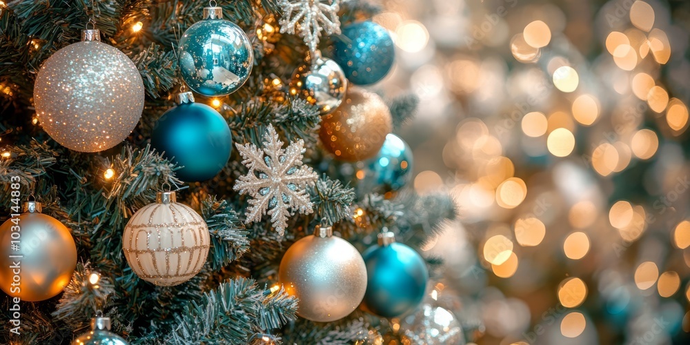 Merry Christmas and Happy New Year with a decorated Christmas tree festive background. Merry Christmas and Happy New Year with a decorated Christmas tree festive background.