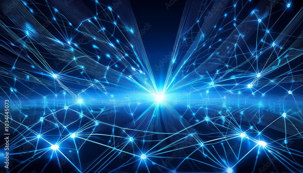 Fototapeta premium An abstract digital network with glowing lines and nodes