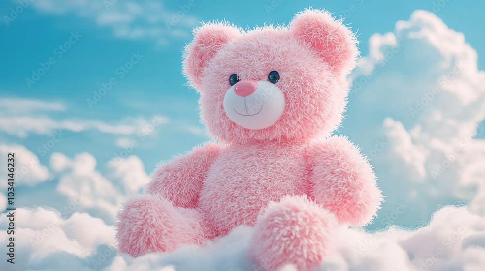 Fluffy Pink Teddy Bear Among Clouds Fluffy Pink Teddy Bear Among Clouds
