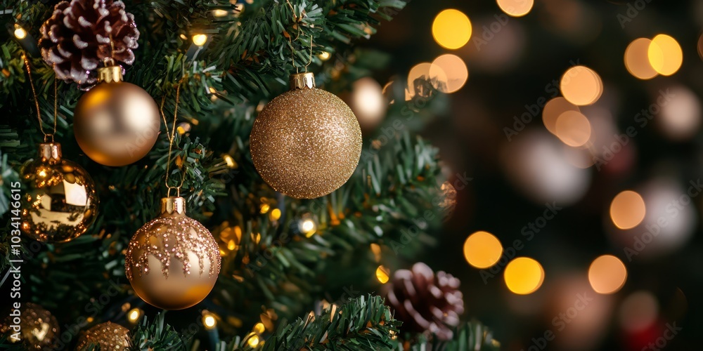 Merry Christmas and Happy New Year with a decorated Christmas tree festive background. Merry Christmas and Happy New Year with a decorated Christmas tree festive background.