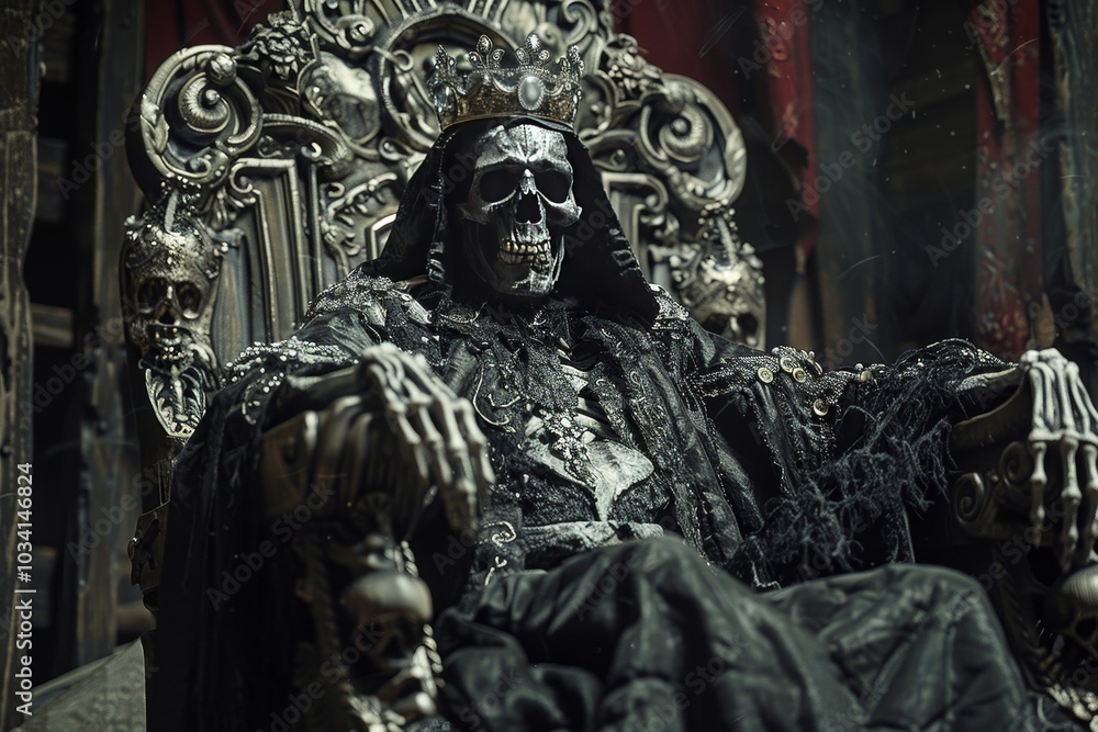 skeleton wearing crown sitting on throne skeleton wearing crown sitting on throne