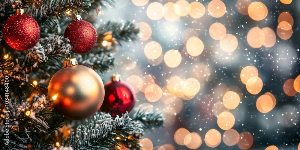 Merry Christmas and Happy New Year with a decorated Christmas tree festive background. Merry Christmas and Happy New Year with a decorated Christmas tree festive background.