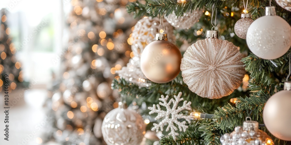 Merry Christmas and Happy New Year with a decorated Christmas tree festive background. Merry Christmas and Happy New Year with a decorated Christmas tree festive background.