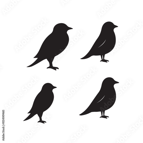 Wallpaper Mural Illustration with silhouettes of four birds Torontodigital.ca