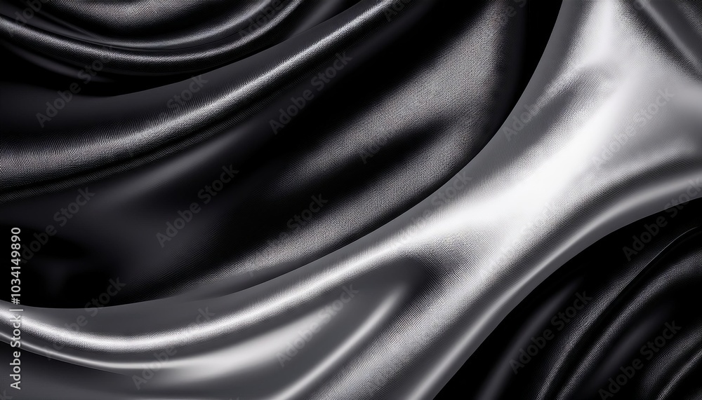 Abstract Black and Silver Satin Fabric Texture Abstract Black and Silver Satin Fabric Texture