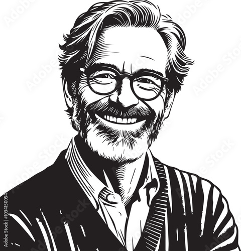 Portrait of happy mature man wearing spectacles and looking at camera 