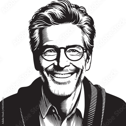 Portrait of happy mature man wearing spectacles and looking at camera 