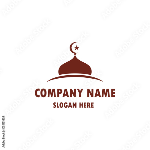 Modern Islamic Mosque And Quran Logo In Isolated White Background 