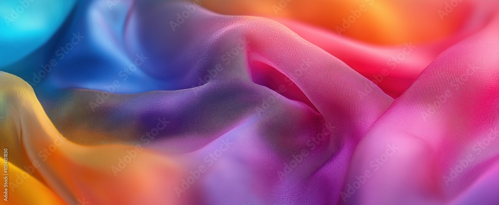 Obraz premium Colorful abstract fabric with soft waves and gradients for vibrant designs. Generative AI