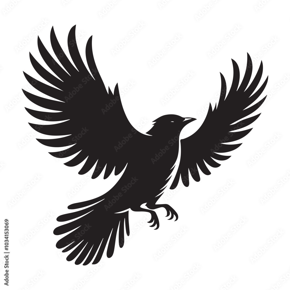 Fototapeta premium Bird in flight silhouette vector black colour white background