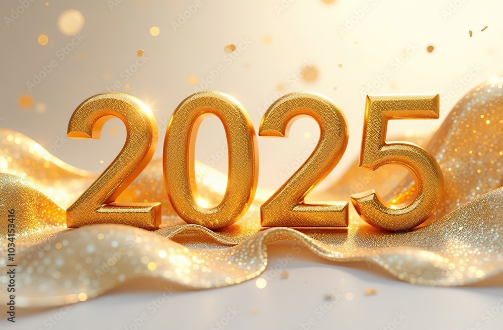 2025 New Year Abstract shiny color gold wave design element 2025 New Year Abstract shiny color gold wave design element