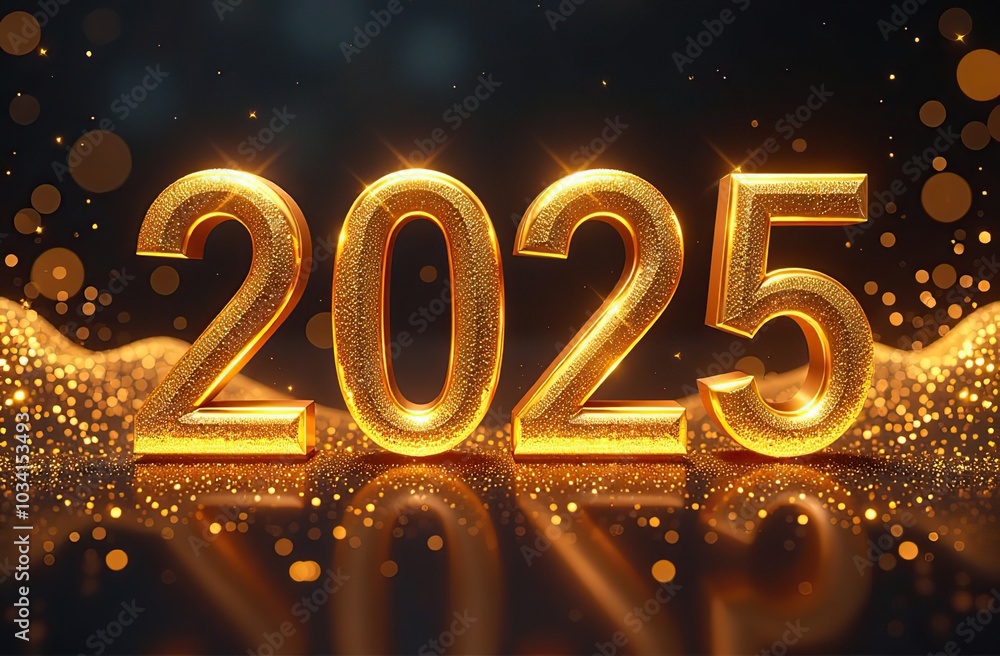 2025 New Year Abstract shiny color gold wave design element 2025 New Year Abstract shiny color gold wave design element