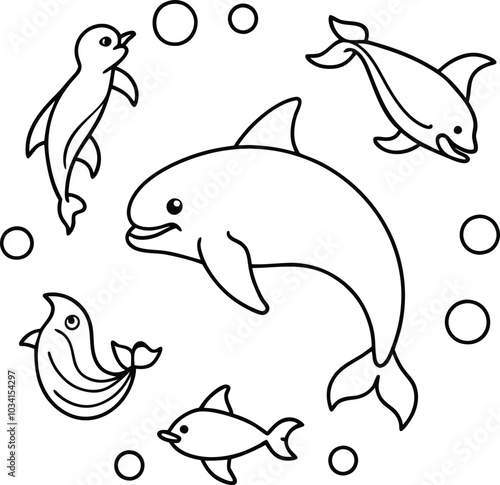 set of cartoon fish