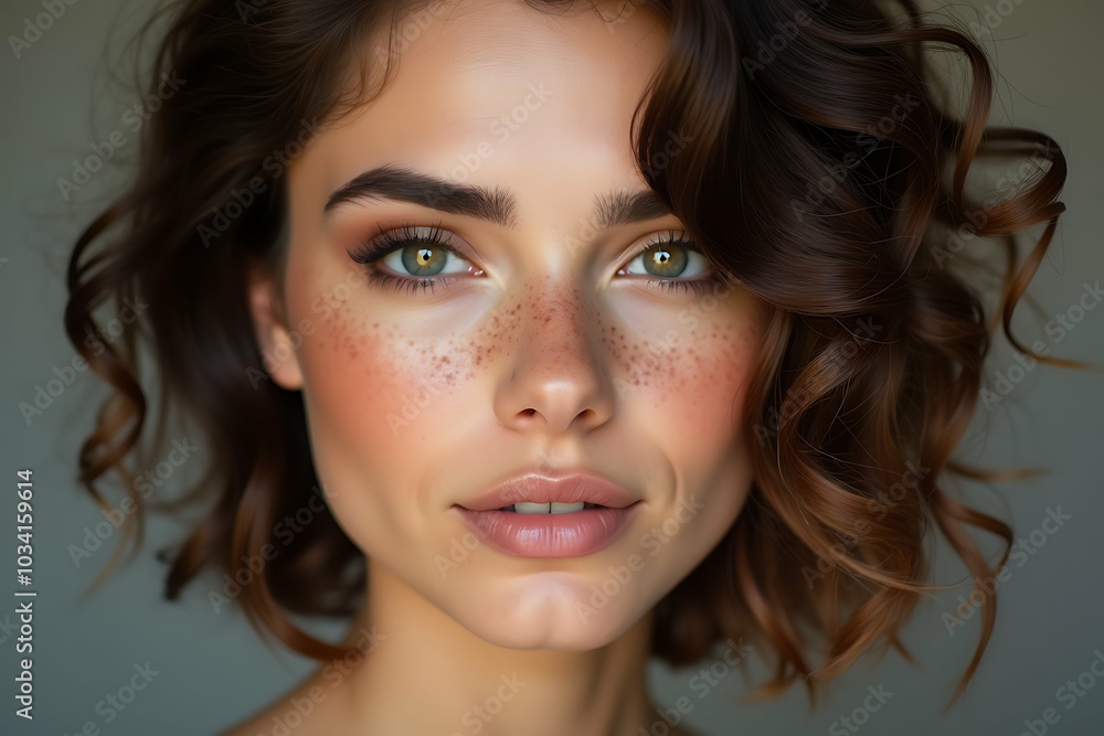 Young woman with short hair and smooth skin Young woman with short hair and smooth skin