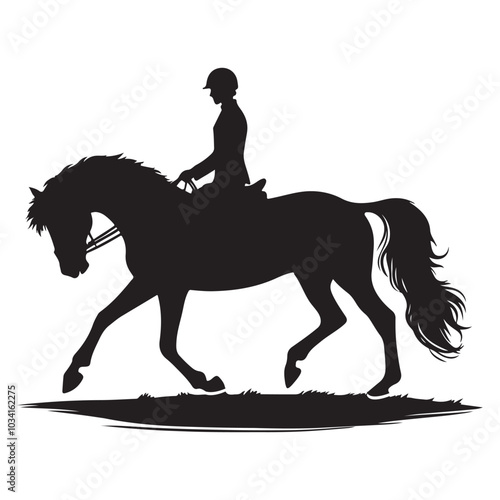 Horse and rider silhouette vector  black colour white background