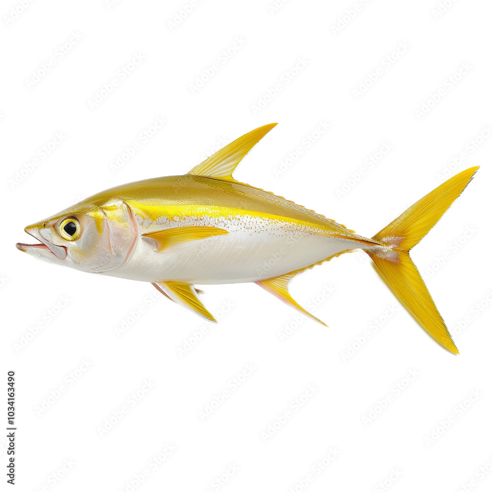 Fototapeta premium Vibrant yellow fish swimming gracefully in clear water, showcasing intricate fins and colorful patterns