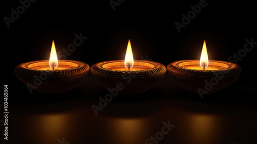 Colorful clay diya lamps illuminated in joyful celebration of Diwali creating a festive ambiance