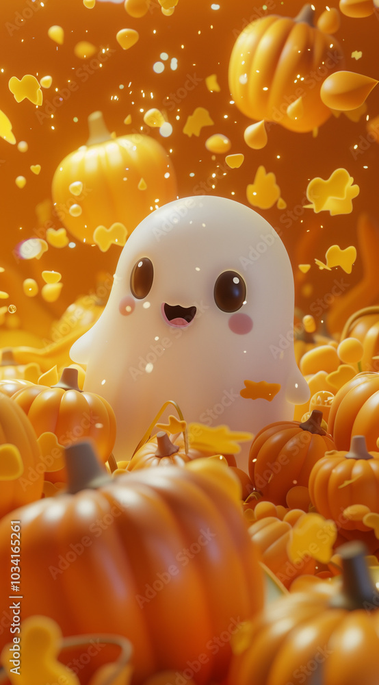 Fototapeta premium Halloween imp and pumpkin