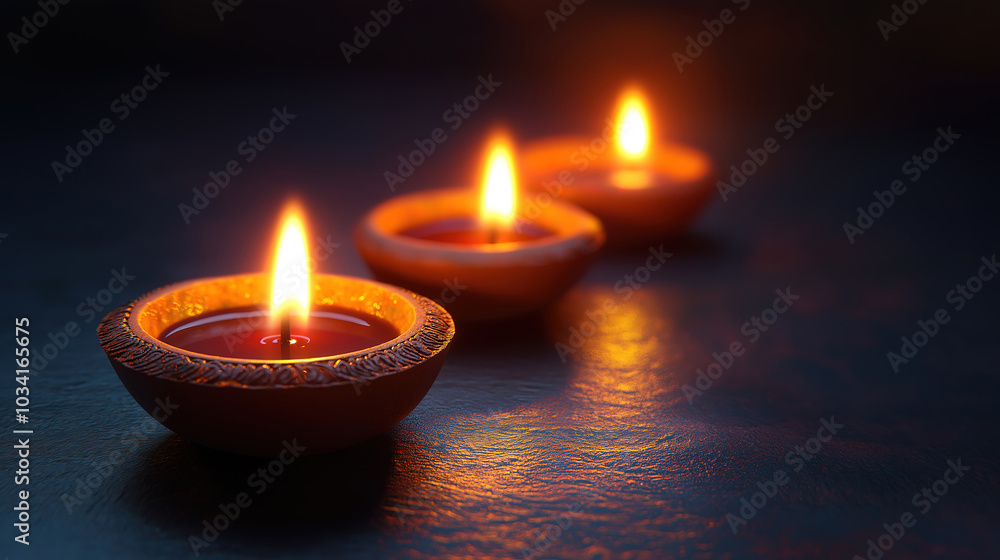 Diwali Festival of Lights Celebration with Diya Oil Lamps Glowing Against a Dark Background Diwali Festival of Lights Celebration with Diya Oil Lamps Glowing Against a Dark Background