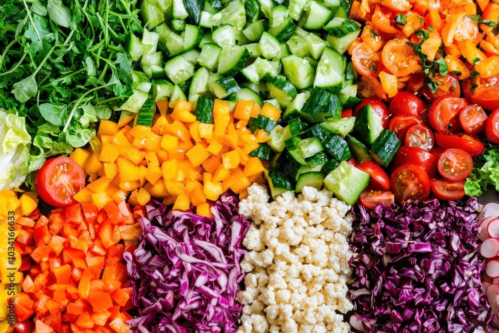 Fototapeta premium Vibrant and Colorful Array of Fresh Vegetables Displayed in a Beautifully Organized Manner Perfect for Healthy Eating and Nutrition