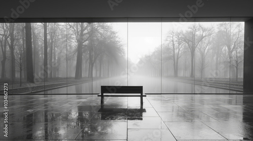 Bench, Sadness, Fog, Resting Place