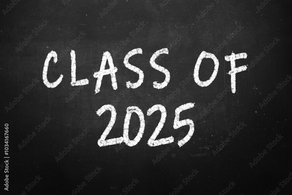 Welcome class of 2025 - chalkboard sign design. An apple and a pencil on either side. A fresh new start of a new school year. Graduation class. Background and poster sign. Chalk writing and drawing. Welcome class of 2025 - chalkboard sign design. An apple and a pencil on either side. A fresh new start of a new school year. Graduation class. Background and poster sign. Chalk writing and drawing.