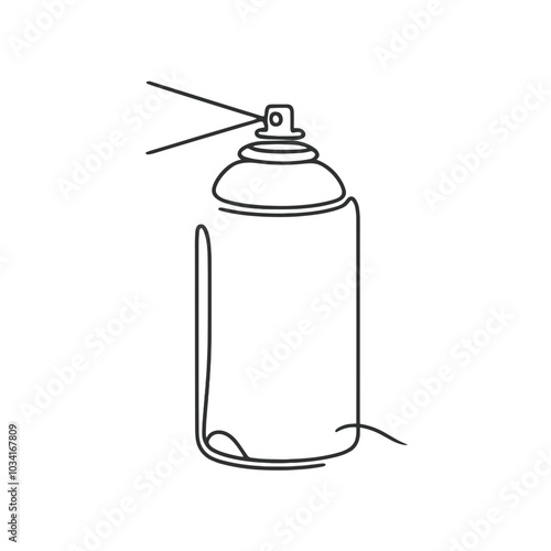 A spray can is shown in a black and white drawing. The spray can is empty and has a white label on it. The spray can is a symbol of creativity and self-expression
