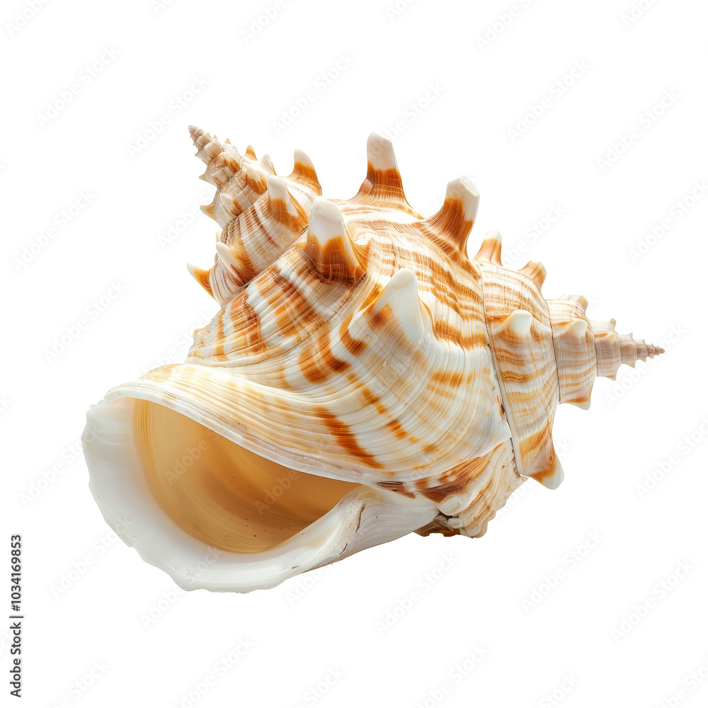 Unique spiral seashell displayed on a clean background highlighting its intricate patterns and natural beauty Unique spiral seashell displayed on a clean background highlighting its intricate patterns and natural beauty