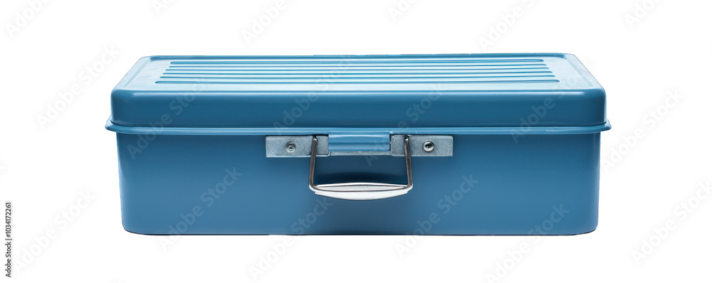 Blue toolbox designed for handy tool storage, robust and isolated on white. Blue toolbox designed for handy tool storage, robust and isolated on white.