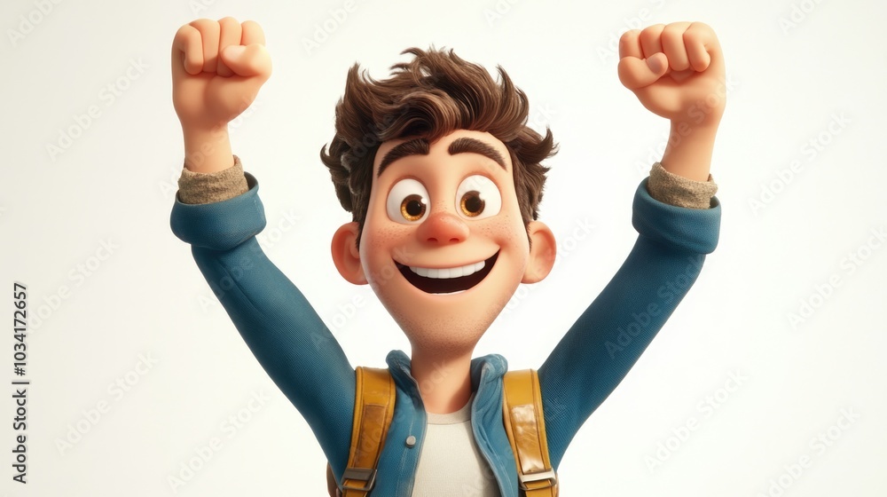 Cartoon Character Raising Arms Cartoon Character Raising Arms