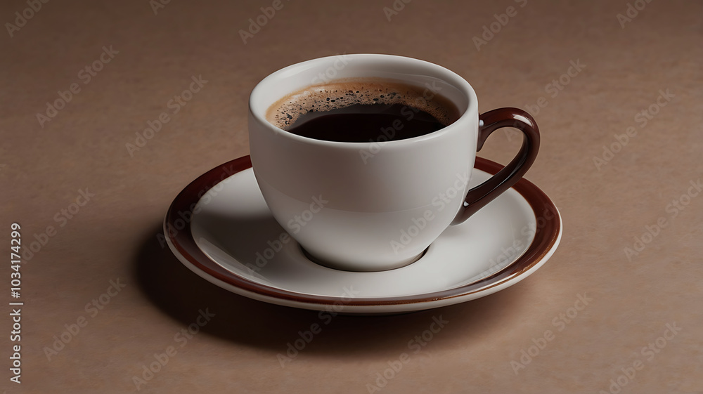 Coffee mug hot drink paper cup icon illustrated cinnamon and saucer wooden table realistic ove background Coffee mug hot drink paper cup icon illustrated cinnamon and saucer wooden table realistic ove background
