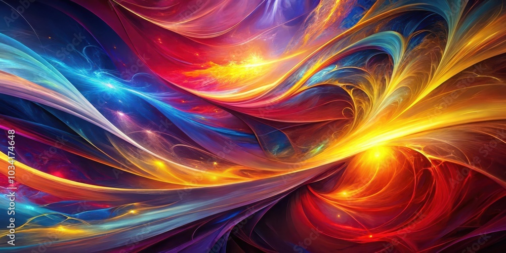 A vibrant abstract art piece with swirling lines of color and radiant light A vibrant abstract art piece with swirling lines of color and radiant light