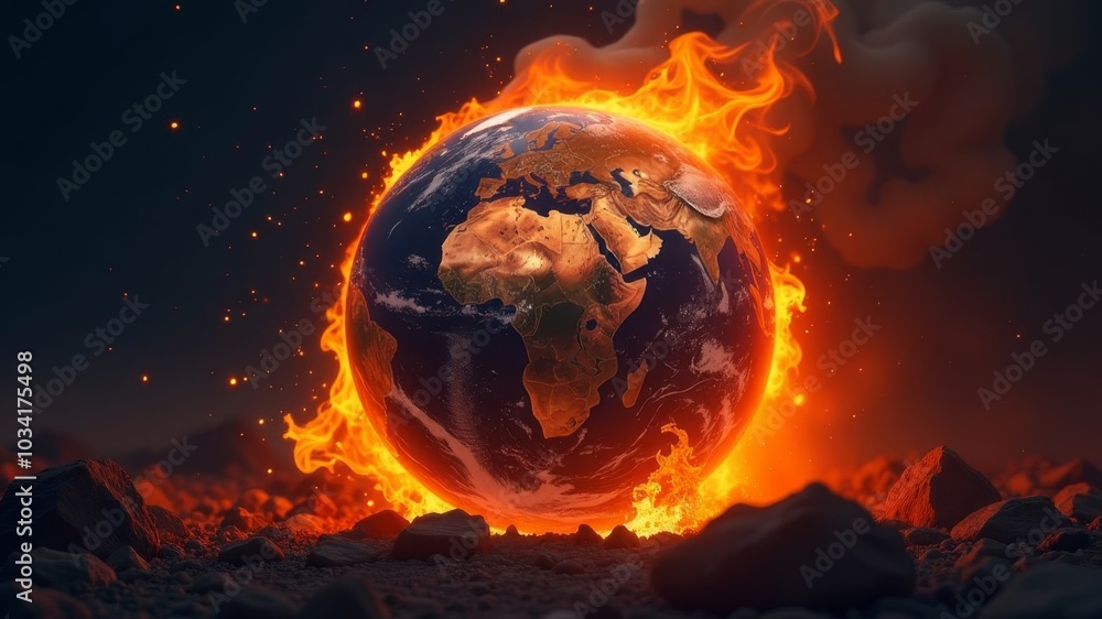 burning round planet isolated on black background burning round planet isolated on black background