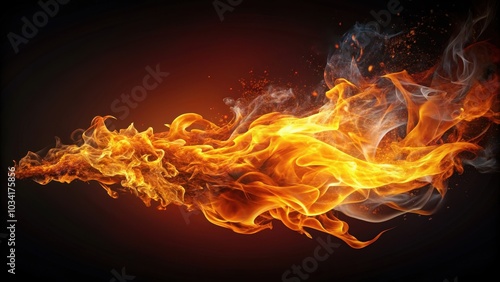 Fluid energy in the form of fiery flames, energy, flow, flames, dynamic, movement, power, heat, intensity, vibrant