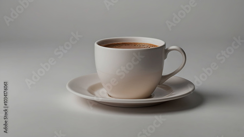 Coffee mug hot drink paper cup icon illustrated cinnamon and saucer wooden table realistic ove background