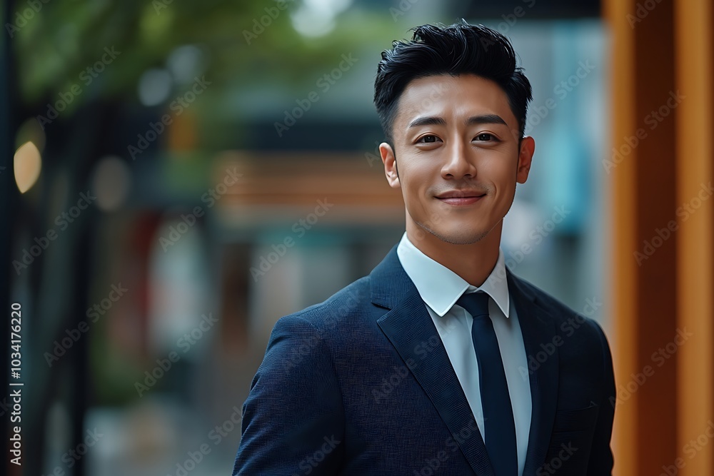 Confident Businessman in a Suit Outdoors with a Smile Confident Businessman in a Suit Outdoors with a Smile