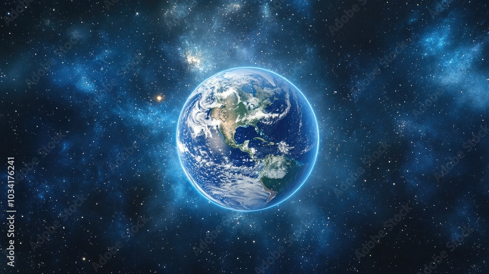 Fototapeta premium Earth from Space with Stars