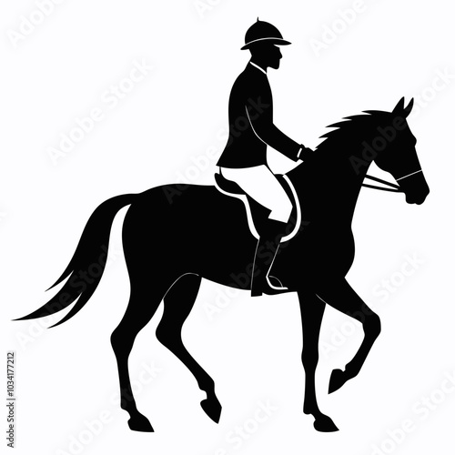 Equestrian rider in silhouette vector illustration on a white background