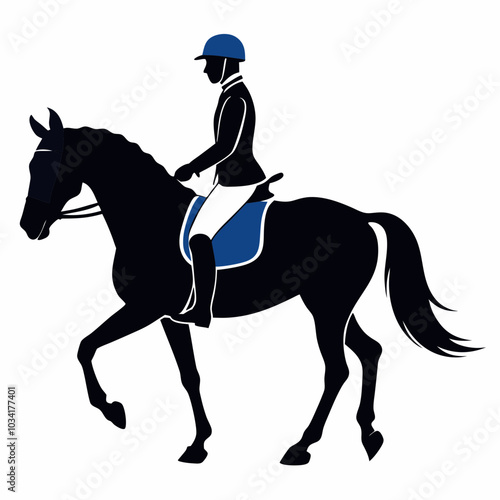 Equestrian rider in silhouette vector illustration on a white background