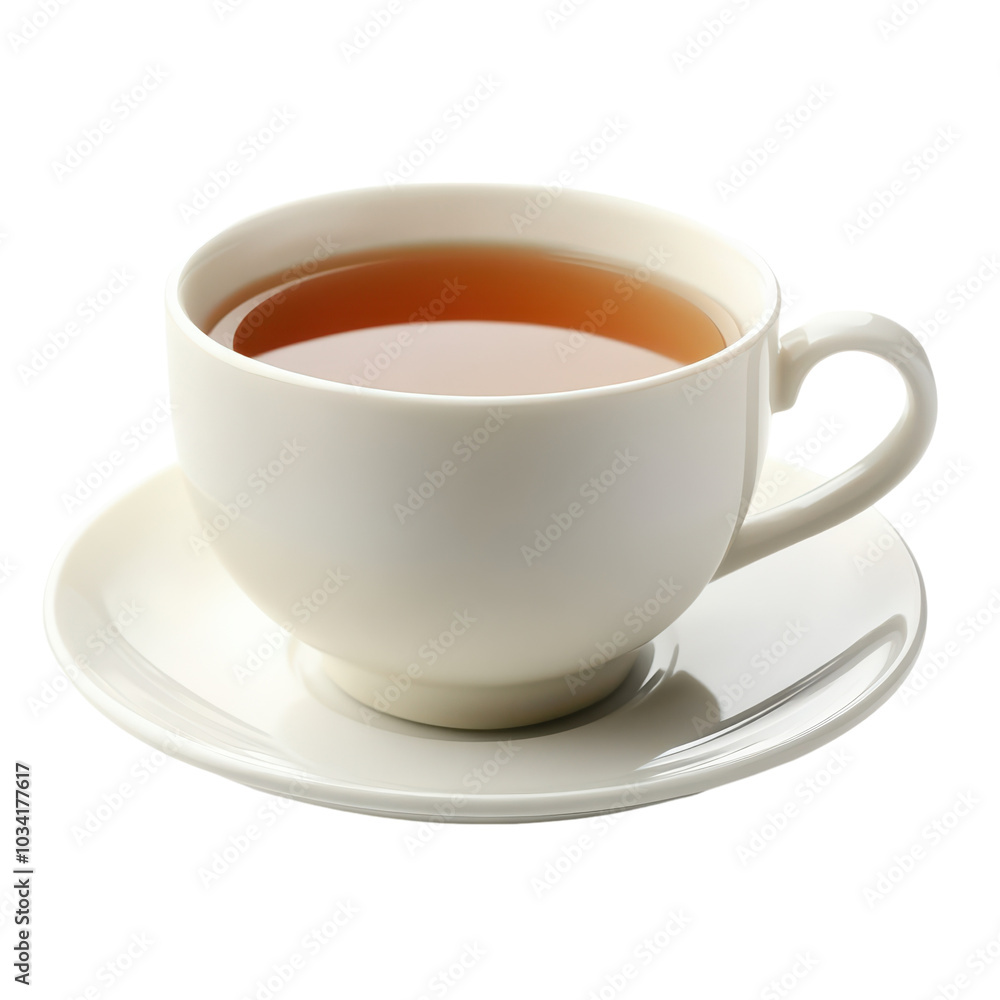 Warm tea in a white cup on a delicate saucer Warm tea in a white cup on a delicate saucer